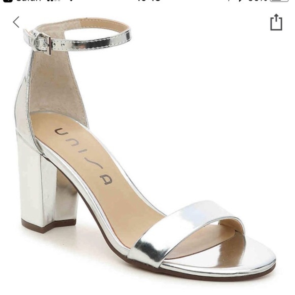 Daeicy UNISA block heeled SILVER metallic sandal.